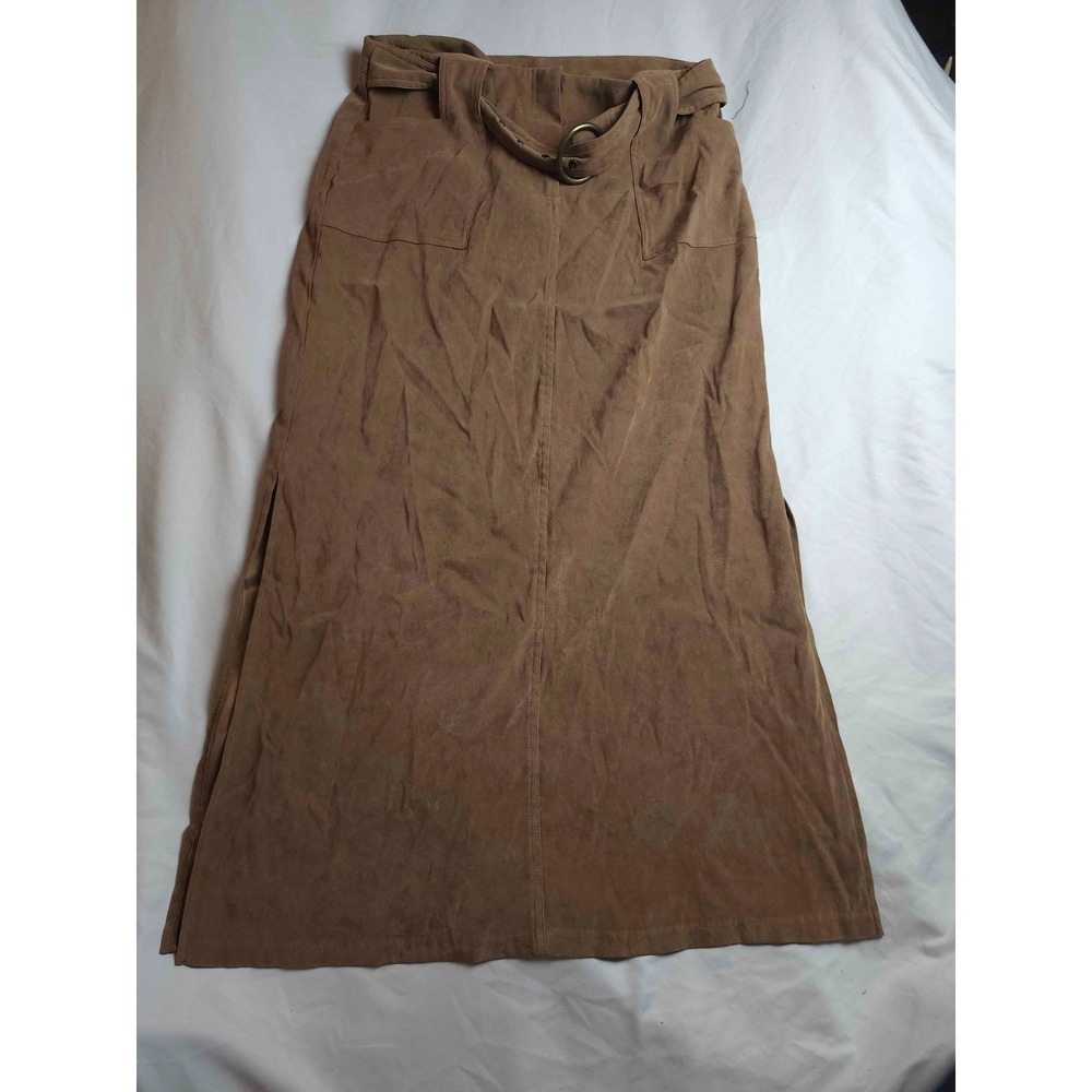 Vintage 90s Exact Change Maxi Skirt Size 11 Faux Suede Earthy Boho Fall Layering